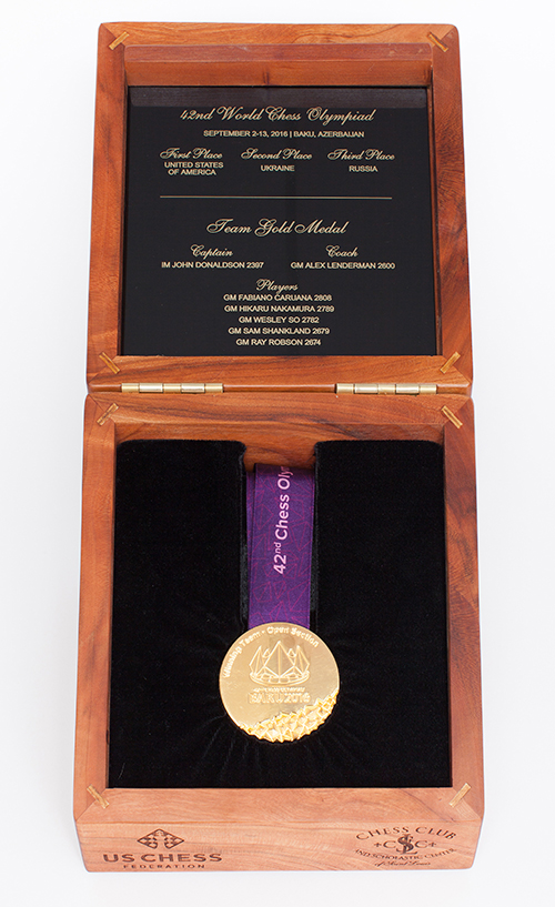 GM Ray Robson's Team Gold Medal from the 2016 Olympiad