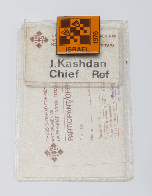 GM Isaac Kashdan's ID Card from the 1976 Olympiad