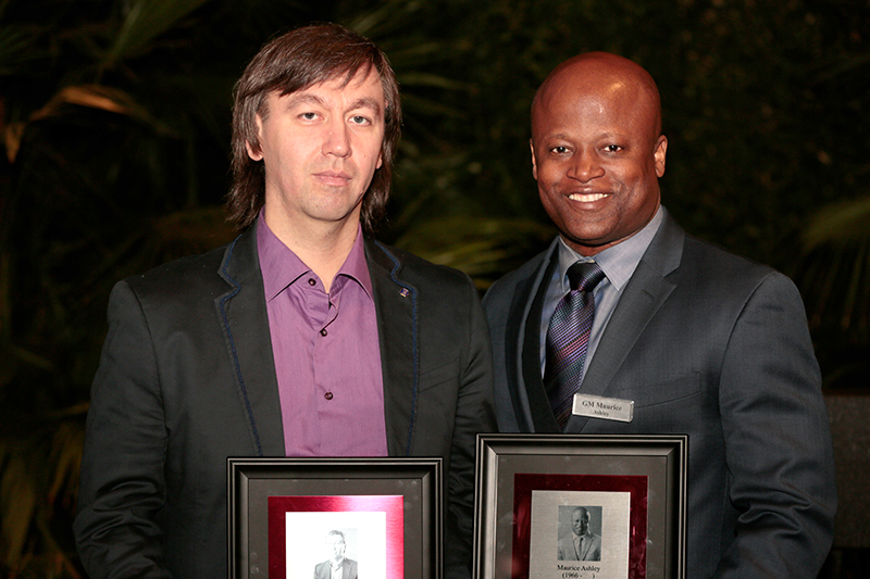 GM Maurice Ashley Poses with GM Gata Kamsky at their Induction to the U.S. Chess Hall of Fame