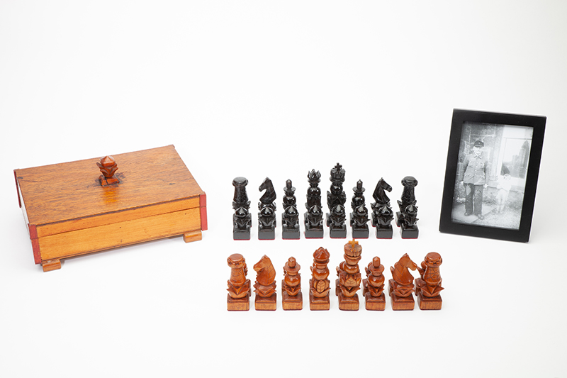 Carved POW Set with Box and Photograph