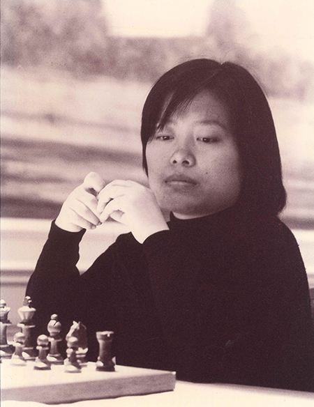 Xie Jun Playing in the 1996 Women vs Veterans Match in London, England